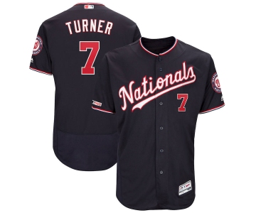 Washington Nationals #7 Trea Turner Majestic Alternate Authentic Collection Flex Base Player Navy Jersey