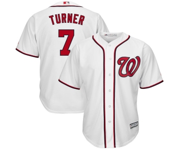 Youth Washington Nationals #7 Trea Turner Majestic White Cool Base Player Jersey