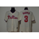 Men's Philadelphia Phillies #3 Bryce Harper Cream Stitched MLB Cool Base Nike Jersey