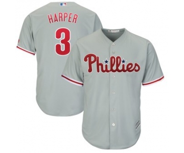 Men's Philadelphia Phillies #3 Bryce Harper Gray Home Stitched MLB Majestic Cool Base Jersey