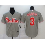 Men's Philadelphia Phillies #3 Bryce Harper Gray Stitched MLB Cool Base Nike Jersey