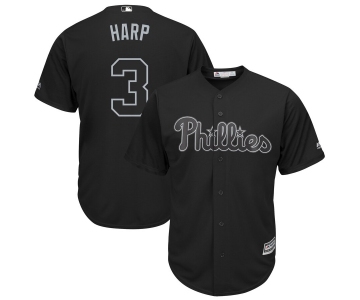 Men's Philadelphia Phillies 3 Bryce Harper Harp Black 2019 Players' Weekend Player Jersey