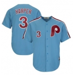 Men's Philadelphia Phillies #3 Bryce Harper Light Blue Majestic Cool Base Jersey