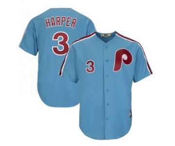 Men's Philadelphia Phillies #3 Bryce Harper Light Blue Majestic Cool Base Jersey