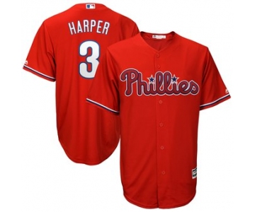 Men's Philadelphia Phillies #3 Bryce Harper Red New Cool Base Stitched MLB Jersey