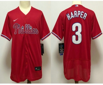 Men's Philadelphia Phillies #3 Bryce Harper Red Stitched MLB Flex Base Nike Jersey