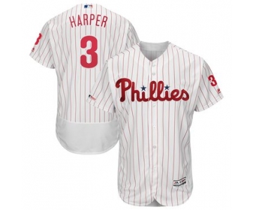 Men's Philadelphia Phillies 3 Bryce Harper White 150th Patch Flexbase Collection