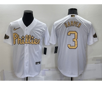 Men's Philadelphia Phillies #3 Bryce Harper White 2022 All Star Stitched Cool Base Nike Jersey