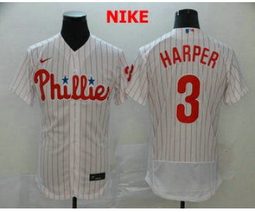 Men's Philadelphia Phillies #3 Bryce Harper White Home Stitched MLB Flex Base Nike Jersey