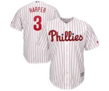 Men's Philadelphia Phillies #3 Bryce Harper White Home Stitched MLB Majestic Cool Base Jersey