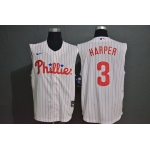 Men's Philadelphia Phillies #3 Bryce Harper White Pinstripe 2020 Cool and Refreshing Sleeveless Fan Stitched MLB Nike Jersey