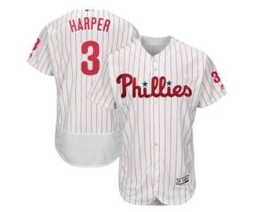 Men's Philadelphia Phillies#3 Bryce Harper White Home Stitched MLB Majestic Flex Base Jersey