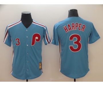 Women Philadelphia Phillies #3 Bryce Harper Light Blue Cool Base Cooperstown Jersey