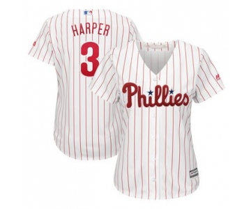 Women's Philadelphia Phillies #3 Bryce Harper White Home Stitched MLB Majestic Cool Base Jersey