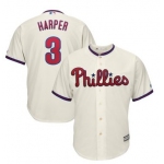 Youth Philadelphia Phillies #3 Bryce Harper Cream New Cool Base Stitched MLB Jersey