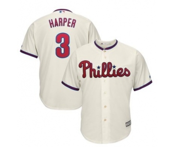 Youth Philadelphia Phillies #3 Bryce Harper Cream New Cool Base Stitched MLB Jersey