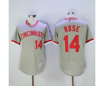Men's Cincinnati Reds #14 Pete Rose Retired Gray Pullover 2016 Flexbase Majestic Baseball Jersey