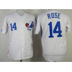 Men's Montreal Expos #14 Pete Rose 1982 White Mitchell & Ness Jersey