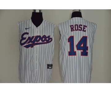 Men's Montreal Expos #14 Pete Rose White Cooperstown Collection 2020 Cool and Refreshing Sleeveless Fan Stitched MLB Nike Jersey