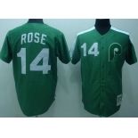 Men's Philadelphia Phillies #14 Pete Rose 1976 Green Mitchell & Ness Throwback Jersey