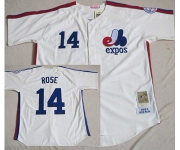Montreal Expos #14 Pete Rose 1982 Cream Throwback Jersey