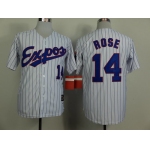 Montreal Expos #14 Pete Rose 1982 White Pinstripe Throwback Jersey