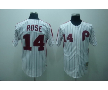 Philadelphia Phillies #14 Pete Rose 1976 White Throwback Jersey