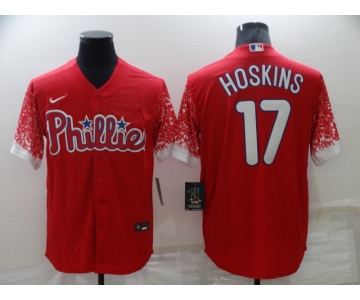 Men's Philadelphia Phillies #17 Rhys Hoskins White Nike Drift Fashion Cool Base Jersey