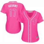 Philadelphia Phillies #17 Rhys Hoskins Pink Fashion Women's Stitched MLB Jersey