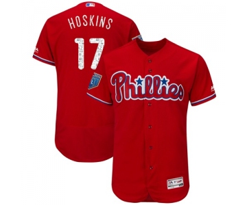 Philadelphia Phillies #17 Rhys Hoskins Red 2018 Spring Training Authentic Flex Base Stitched MLB Jersey