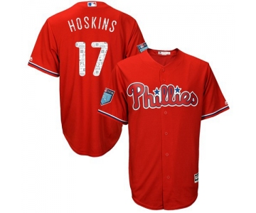 Philadelphia Phillies #17 Rhys Hoskins Red 2018 Spring Training Cool Base Stitched MLB Jersey