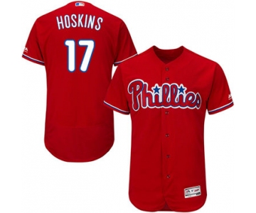 Philadelphia Phillies #17 Rhys Hoskins Red Flexbase Authentic Collection Stitched MLB Jersey