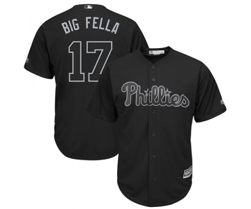 Phillies #17 Rhys Hoskins Black Big Fella Players Weekend Cool Base Stitched Baseball Jersey