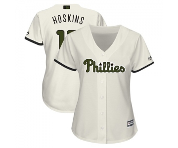 Phillies #17 Rhys Hoskins Cream 2018 Memorial Day Cool Base Women's Stitched Baseball Jersey