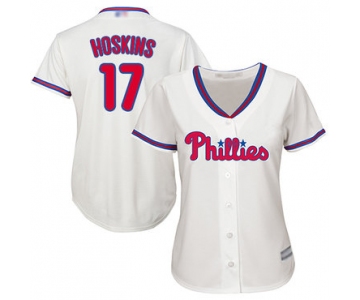 Phillies #17 Rhys Hoskins Cream Alternate Women's Stitched Baseball Jersey