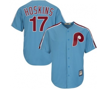 Phillies #17 Rhys Hoskins Light Blue New Cool Base Cooperstown Stitched Baseball Jersey