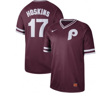 Phillies #17 Rhys Hoskins Maroon Authentic Cooperstown Collection Stitched Baseball Jersey