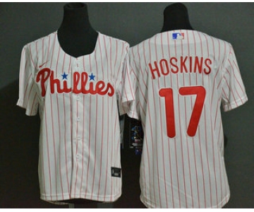 Youth Philadelphia Phillies #17 Rhys Hoskins White Stitched MLB Cool Base Nike Jersey