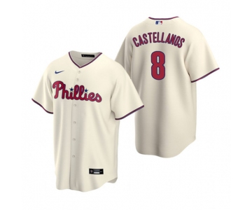 Men's Philadelphia Phillies #8 Nick Castellanos Cream Cool Base Stitched Jersey