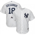 New York Yankees #18 Didi Gregorius Majestic 2019 Postseason Official Cool Base Player White Navy Jersey