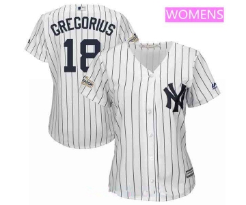 Women's New York Yankees #18 Didi Gregorius Majestic White 2017 Postseason Cool Base Player Jersey