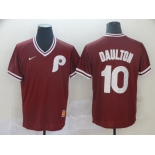 Men Philadelphia Phillies 10 Daulton Red Game Throwback Nike 2022 MLB Jersey