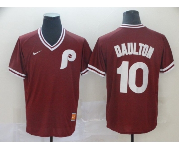 Men Philadelphia Phillies 10 Daulton Red Game Throwback Nike 2022 MLB Jersey