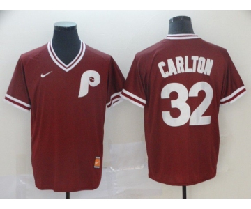 Men Philadelphia Phillies 32 Carlton Red Game Throwback Nike 2022 MLB Jersey