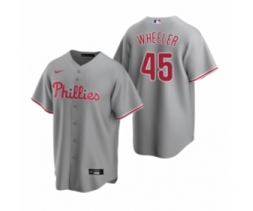 Mens Nike Philadelphia Phillies 45 Zack Wheeler Gray Road Stitched Baseball Jersey