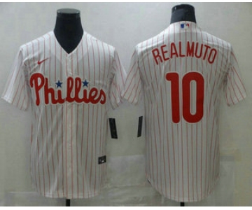 Men's Philadelphia Phillies #10 J.T. Realmuto White Stitched MLB Cool Base Nike Jersey