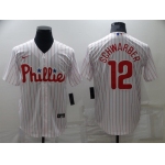 Men's Philadelphia Phillies #12 Kyle Schwarber White Cool Base Stitched Jersey