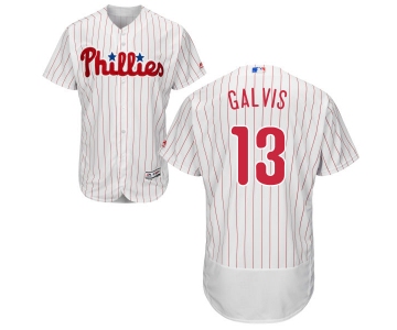 Men's Philadelphia Phillies #13 Freddy Galvis White Home Stitched MLB Majestic Flex Base Jersey