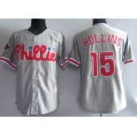 Men's Philadelphia Phillies #15 Dave Hollins Gray Mitchell & Ness Throwback Jersey