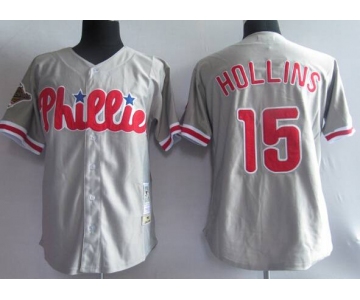 Men's Philadelphia Phillies #15 Dave Hollins Gray Mitchell & Ness Throwback Jersey